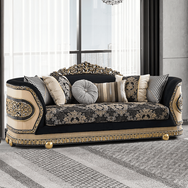 Milano Classico Black/Beige Loveseat / HD-L9012 - Ornate Home