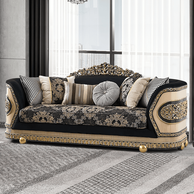 Milano Classico Black/Beige Sofa / HD-S9012 - Ornate Home