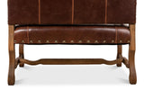 Milano Salon Brown Italian Leather Settee - Ornate Home