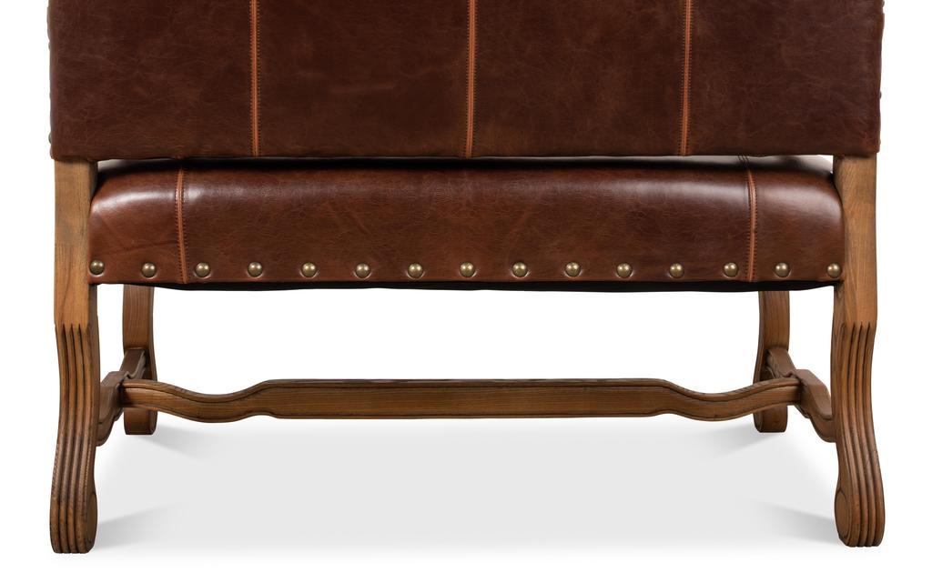 Milano Salon Brown Italian Leather Settee - Ornate Home