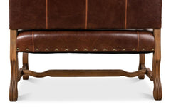Milano Salon Brown Italian Leather Settee - Ornate Home