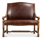 Milano Salon Brown Italian Leather Settee - Ornate Home