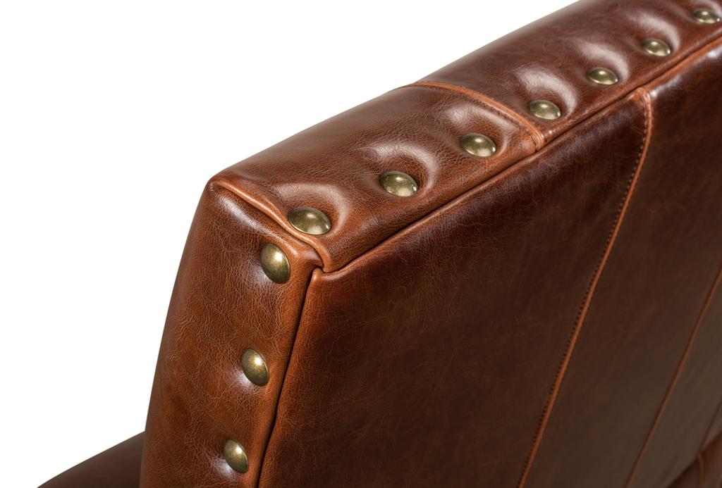 Milano Salon Brown Italian Leather Settee - Ornate Home