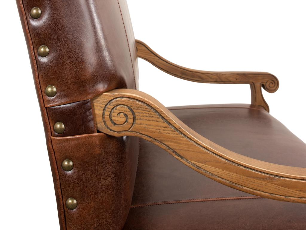 Milano Salon Brown Italian Leather Settee - Ornate Home