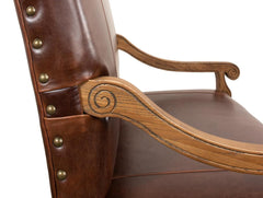 Milano Salon Brown Italian Leather Settee - Ornate Home