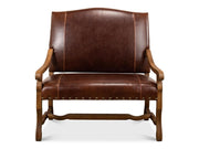 Milano Salon Brown Italian Leather Settee - Ornate Home
