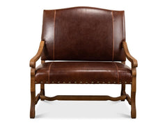Milano Salon Brown Italian Leather Settee - Ornate Home
