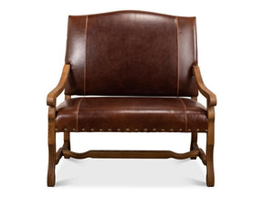 Milano Salon Brown Italian Leather Settee - Ornate Home