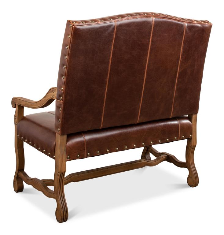 Milano Salon Brown Italian Leather Settee - Ornate Home