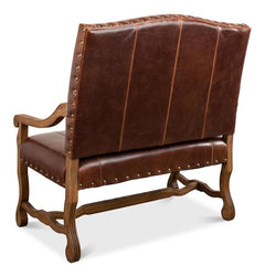Milano Salon Brown Italian Leather Settee - Ornate Home