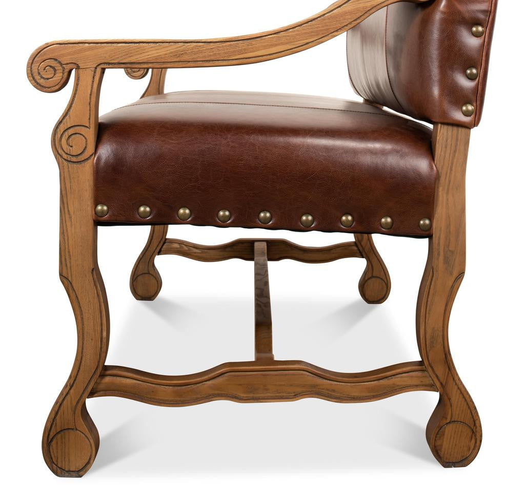 Milano Salon Brown Italian Leather Settee - Ornate Home