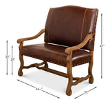 Milano Salon Brown Italian Leather Settee - Ornate Home