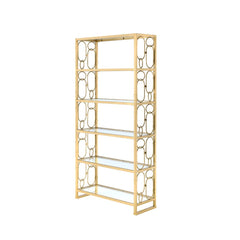 Milavera Clear Glass/Gold Bookshelf - Ornate Home