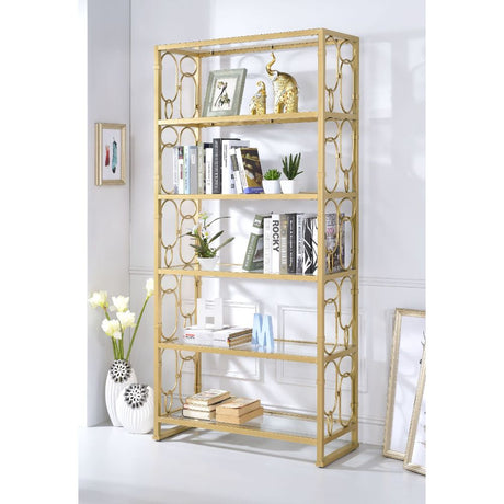 Milavera Clear Glass/Gold Bookshelf - Ornate Home