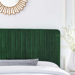 Milenna Emerald Channel Tufted Performance Velvet Twin Headboard - Ornate Home
