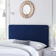 Milenna Navy Channel Tufted Performance Velvet King/California King Headboard - Ornate Home