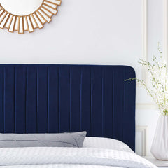 Milenna Navy Channel Tufted Performance Velvet King/California King Headboard - Ornate Home
