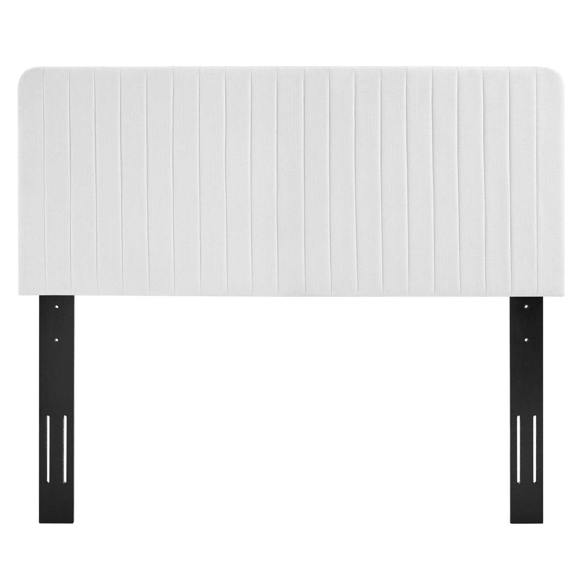 Milenna White Channel Tufted Upholstered Fabric Full/Queen Headboard - Ornate Home
