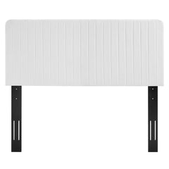 Milenna White Channel Tufted Upholstered Fabric Full/Queen Headboard - Ornate Home
