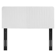 Milenna White Channel Tufted Upholstered Fabric King/California King Headboard - Ornate Home