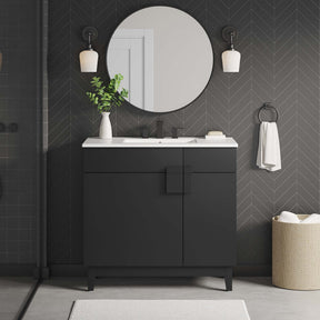 Miles Black 36" Bathroom Vanity Cabinet (Sink Basin Not Included) - Ornate Home