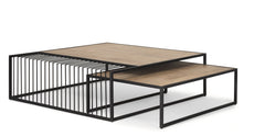 Miles Black Metal with Light Wood Nesting Coffee Table - Ornate Home