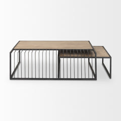 Miles Black Metal with Light Wood Nesting Coffee Table - Ornate Home