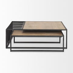 Miles Black Metal with Light Wood Nesting Coffee Table - Ornate Home