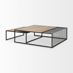 Miles Black Metal with Light Wood Nesting Coffee Table - Ornate Home