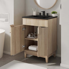 Miles Black/Oak 24" Bathroom Vanity - Ornate Home