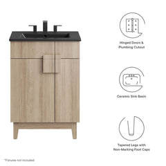 Miles Black/Oak 24" Bathroom Vanity - Ornate Home