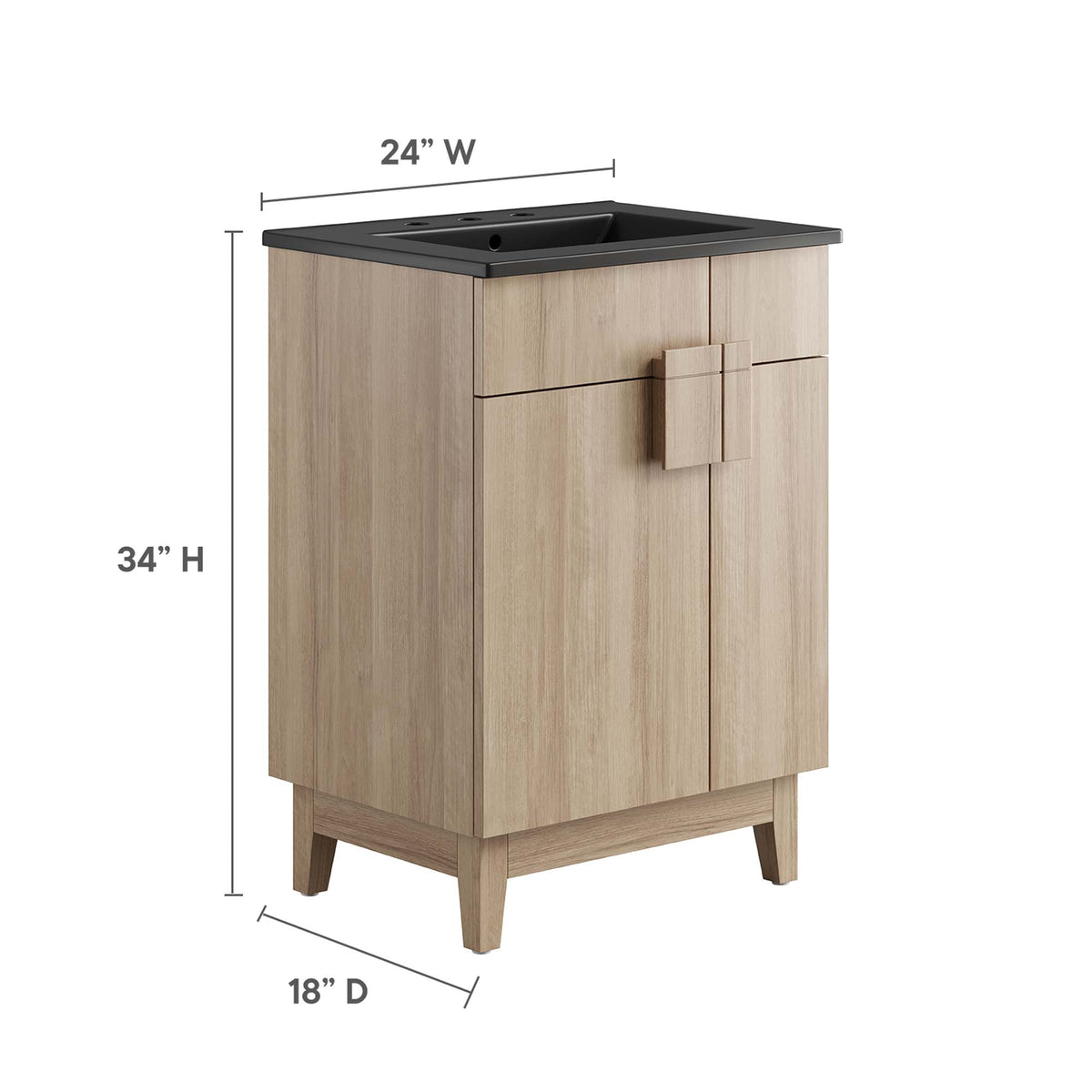 Miles Black/Oak 24" Bathroom Vanity - Ornate Home