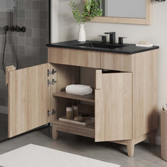Miles Black/Oak 36" Bathroom Vanity - Ornate Home