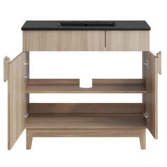 Miles Black/Oak 36" Bathroom Vanity - Ornate Home