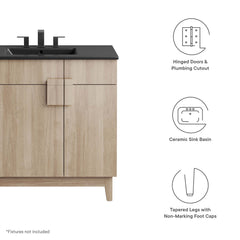 Miles Black/Oak 36" Bathroom Vanity - Ornate Home
