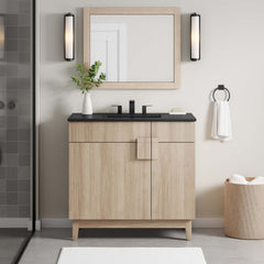 Miles Black/Oak 36" Bathroom Vanity - Ornate Home