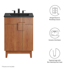 Miles Black/Walnut 24" Bathroom Vanity - Ornate Home