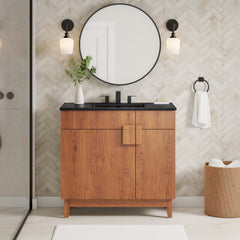 Miles Black/Walnut 36" Bathroom Vanity - Ornate Home