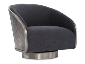 Miles German Silver/Grey Fabric Swivel Chair - Ornate Home