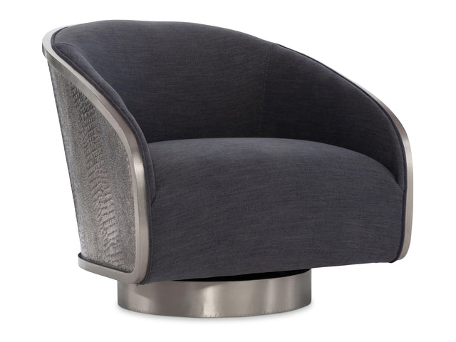 Miles German Silver/Grey Fabric Swivel Chair - Ornate Home
