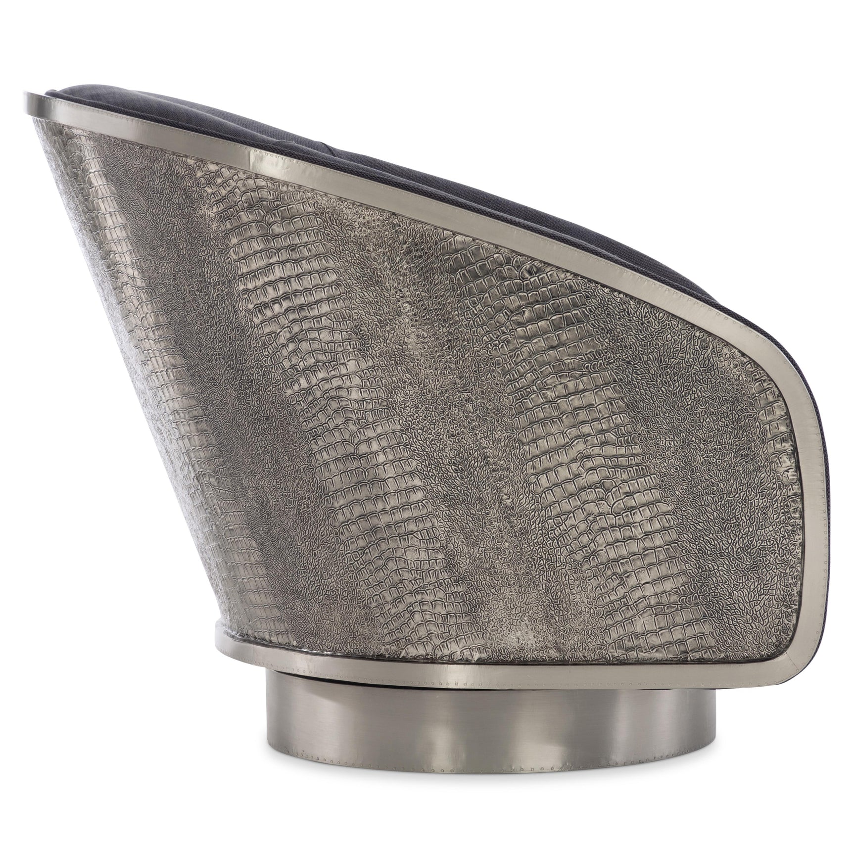 Miles German Silver/Grey Fabric Swivel Chair - Ornate Home