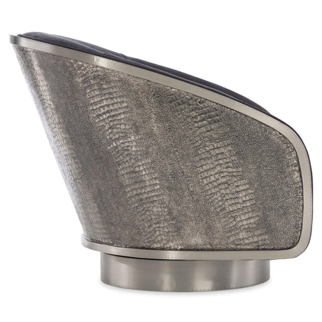 Miles German Silver/Grey Fabric Swivel Chair - Ornate Home