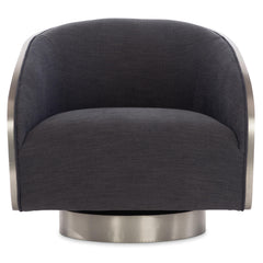 Miles German Silver/Grey Fabric Swivel Chair - Ornate Home