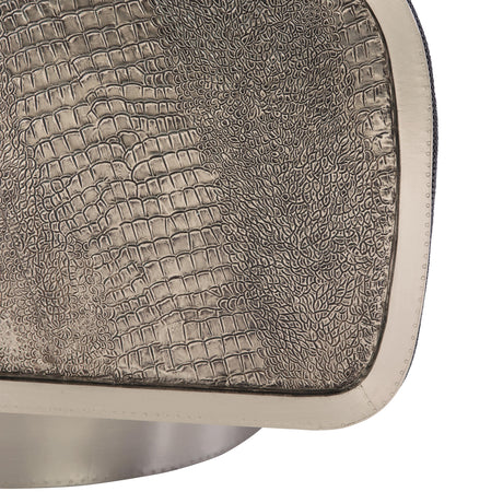 Miles German Silver/Grey Fabric Swivel Chair - Ornate Home