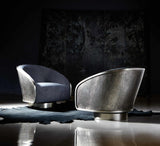 Miles German Silver/Grey Fabric Swivel Chair - Ornate Home