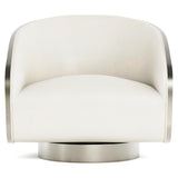 Miles German Silver/White/Cream Leather Swivel Chair - Ornate Home