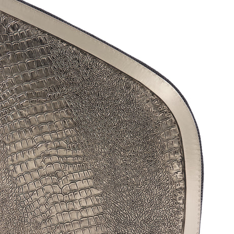 Miles German Silver/White/Cream Leather Swivel Chair - Ornate Home