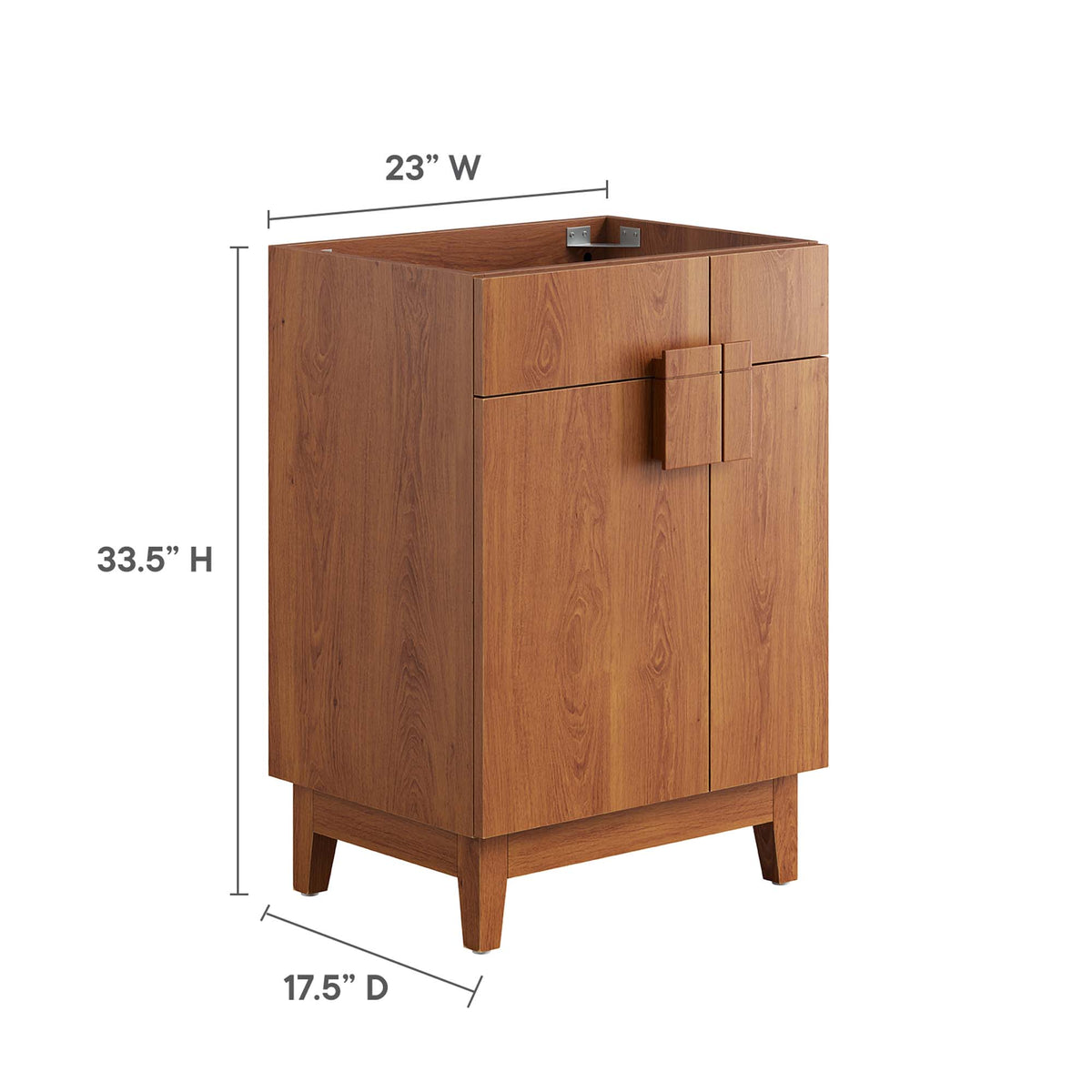 Miles Walnut 24" Bathroom Vanity Cabinet (Sink Basin Not Included) - Ornate Home