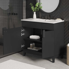 Miles White/Black 36" Bathroom Vanity - Ornate Home