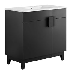 Miles White/Black 36" Bathroom Vanity - Ornate Home